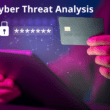 A computer screen displaying graphs and data related to cyber threat analysis, highlighting security risks and trends.